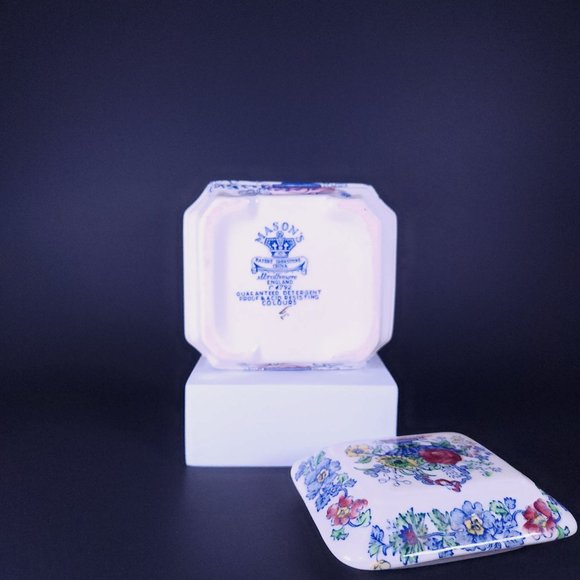 Masons Ironstone Vintage Tea Caddy Floral Design - Picture 3 of 4